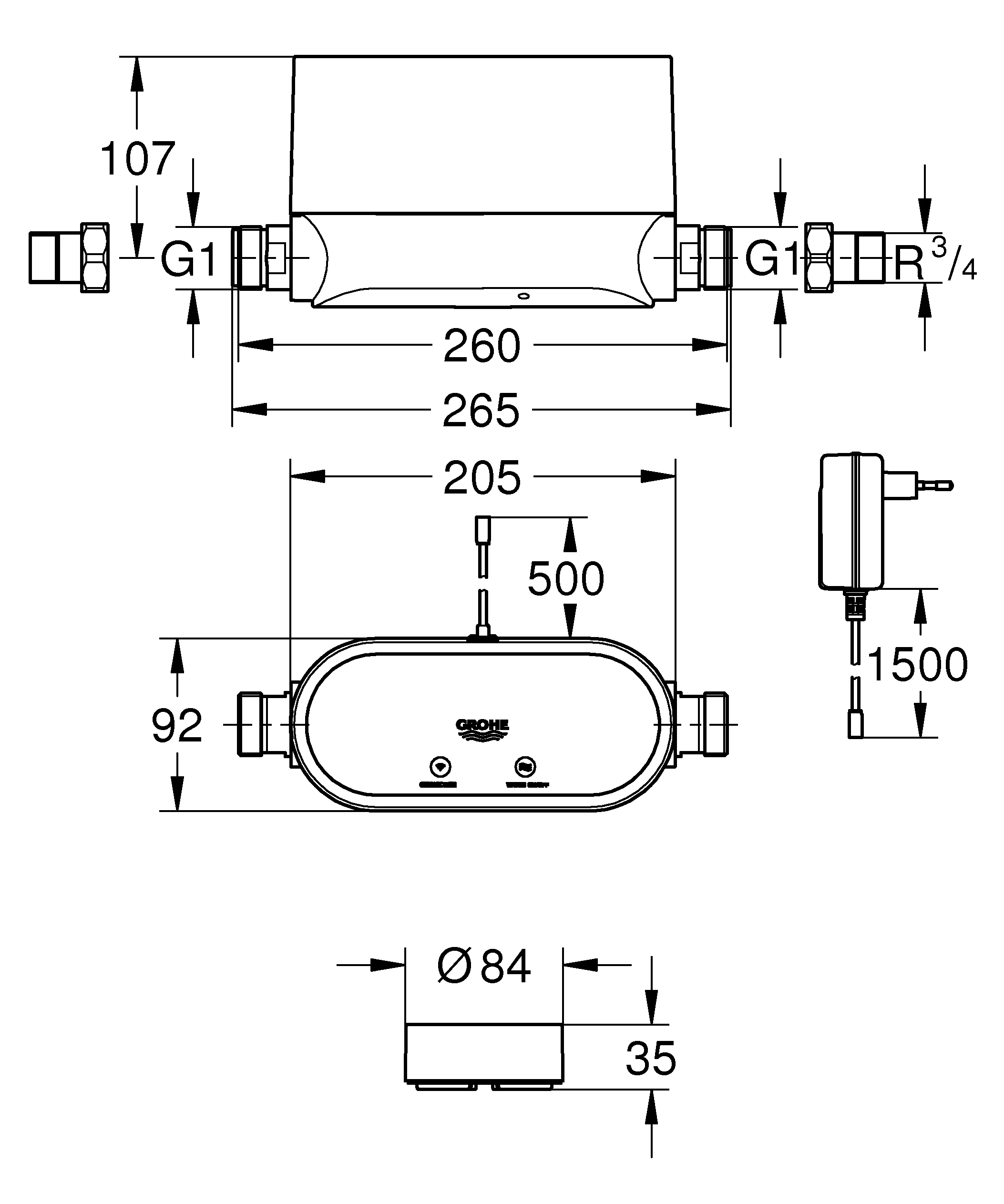 Set Sense 22502_1, 1 x intelligente Wassersteuerung Sense Guard + 3x intelligenter Wassersensor Sense, weiß