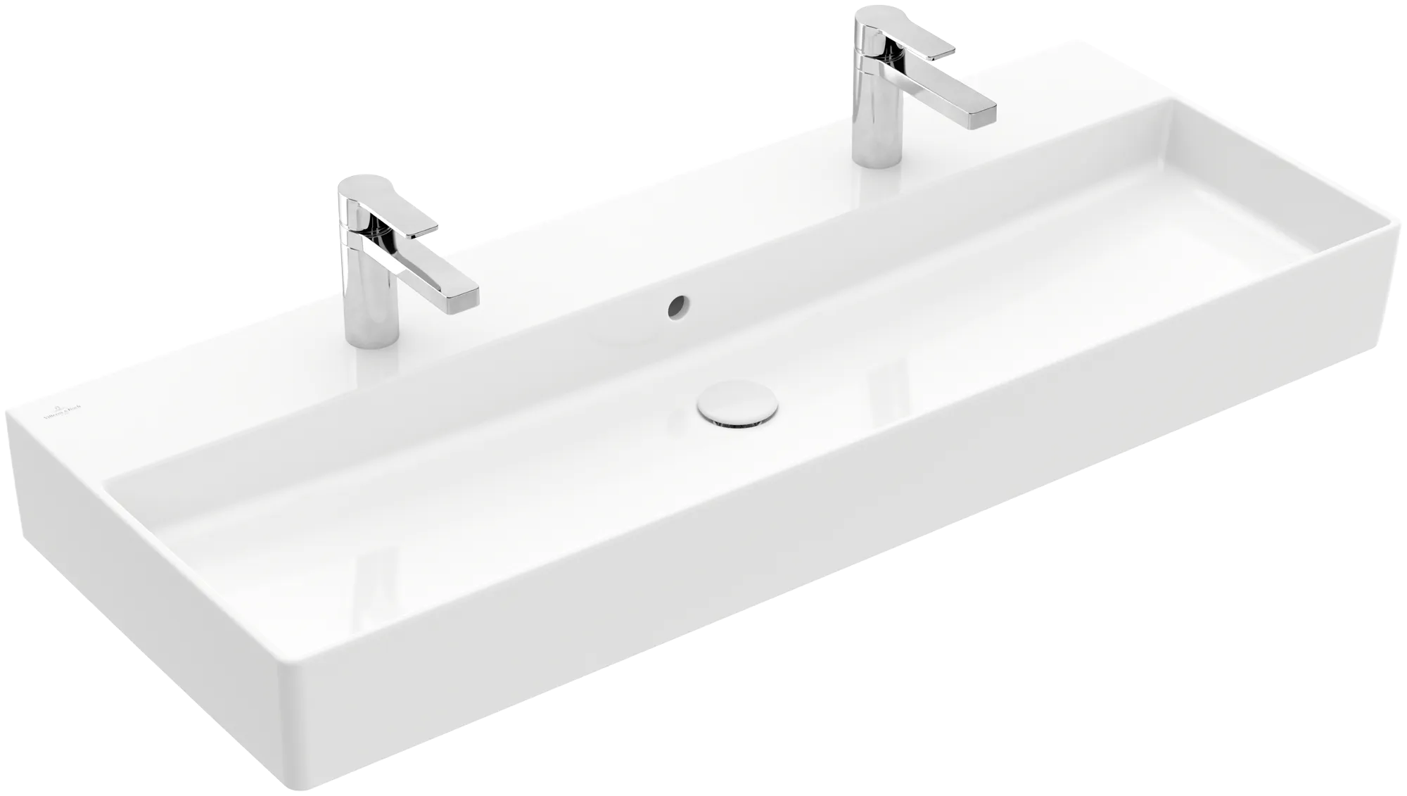 Villeroy & Boch Wandwaschbecken Memento 2.0, 1200x470x150 mm, glänzend weiß Alpin, TitanCeram, mit Überlauf, für zwei 1-Loch-Armaturen Villeroy & Boch Wandwaschbecken Memento 2.0, 1200x470x150 mm, glänzend weiß Alpin, TitanCeram, mit Überlauf, für zwei 1-Loch-Armaturen