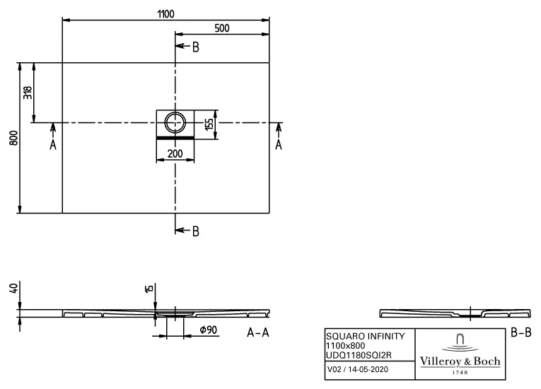 Villeroy & Boch rechteck Duschwanne „Squaro Infinity“ Eck-Einbau rechts gegen Wand 110 × 80 cm ohne Oberflächenbeschichtung, in Stone White Villeroy & Boch rechteck Duschwanne „Squaro Infinity“ Eck-Einbau rechts gegen Wand 110 × 80 cm ohne Oberflächenbeschichtung, in Stone White
