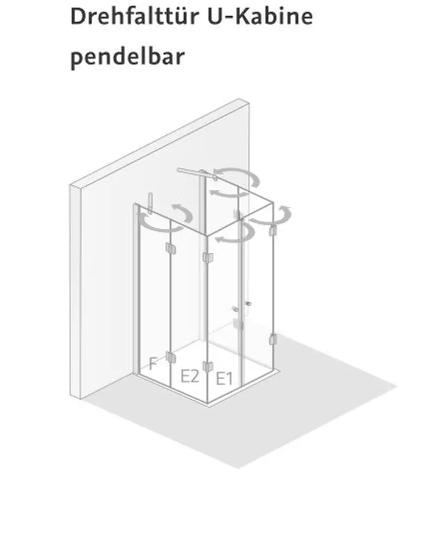 HSK Sondermaß U-Form-Duschkabine „Aperto“ U-Kabine Glas Grau, Profile Schwarz-matt