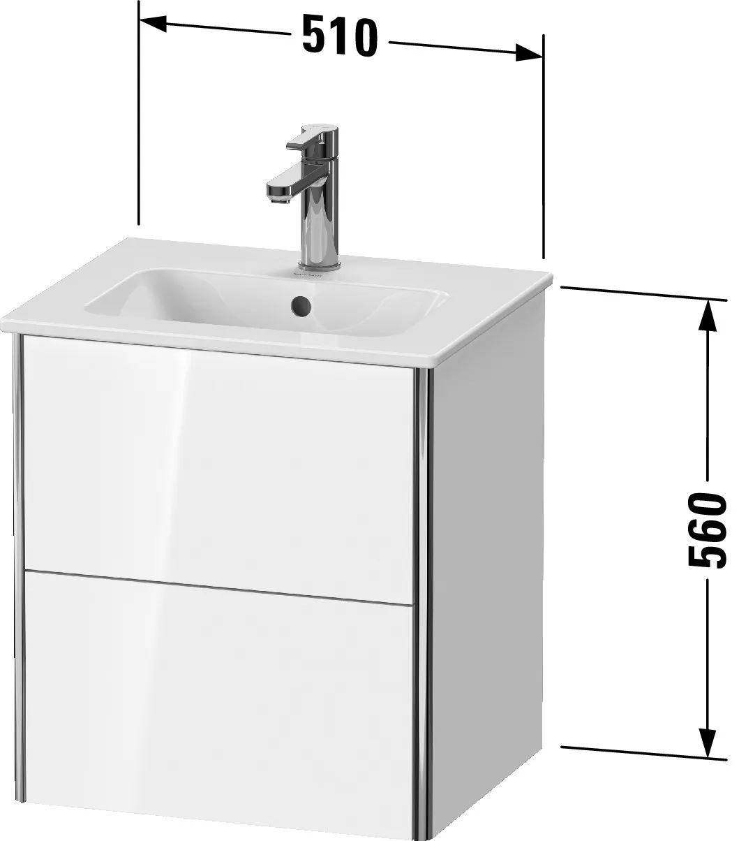 Duravit Waschtischunterschrank wandhängend „XSquare“ 51 × 56 × 41,8 cm in Betongrau Matt