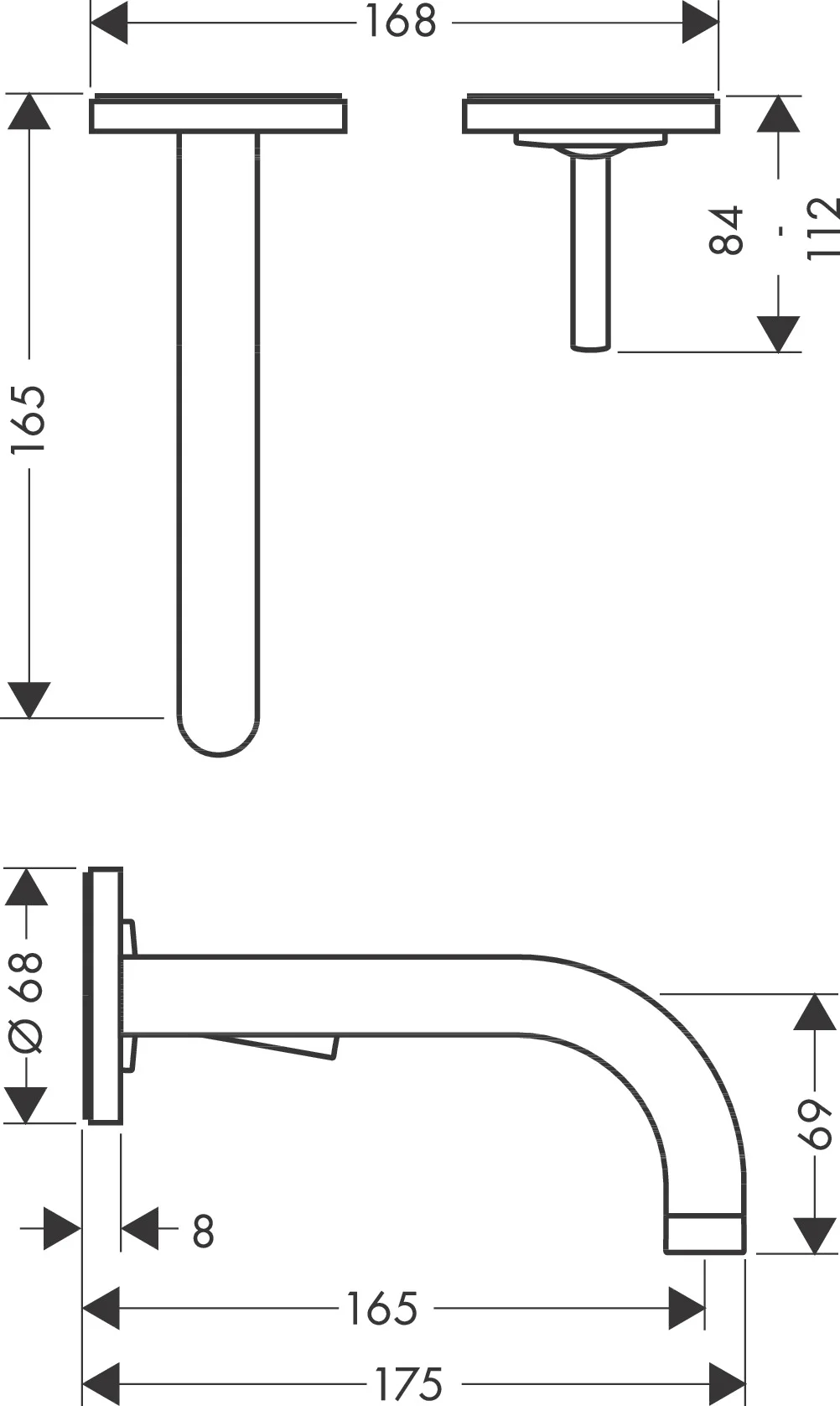 Hansgrohe AXOR Uno Einhebel-Waschtischmischer Unterputz, Brushed Nickel, Ausladung 165 mm Hansgrohe AXOR Uno Einhebel-Waschtischmischer Unterputz, Brushed Nickel, Ausladung 165 mm