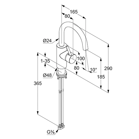 BOZZ WaschtischEHM ohne Ablaufg., seitl. Bedienung mattschwarz BOZZ WaschtischEHM ohne Ablaufg., seitl. Bedienung mattschwarz