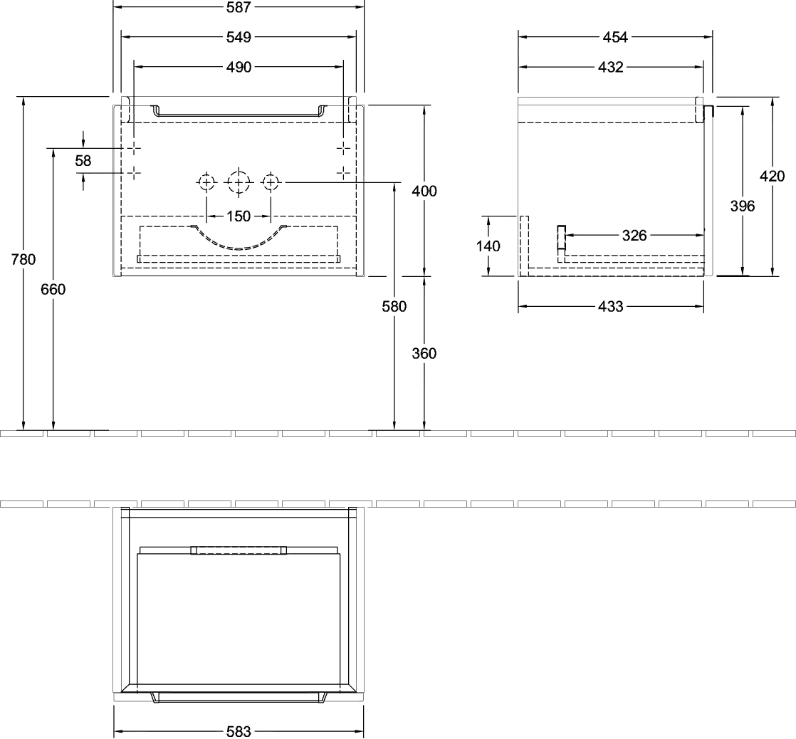 Villeroy & Boch Waschtischunterschrank „Subway 2.0“ 587 × 420 × 454 mm Arizona Oak, für Becken mittig, ohne Beleuchtung