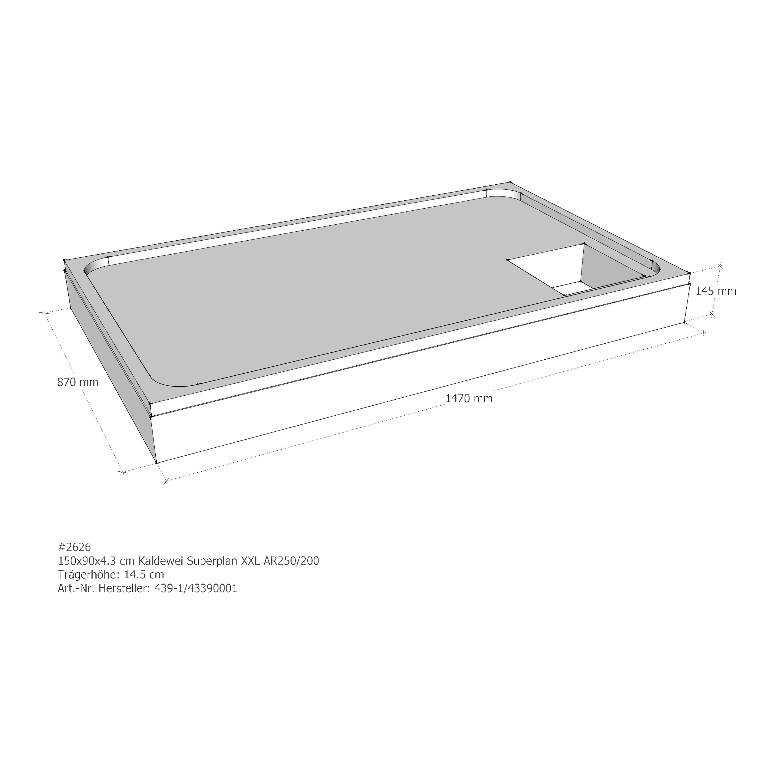 Duschwannenträger für Kaldewei Superplan XXL 150 × 90 × 4,3 cm