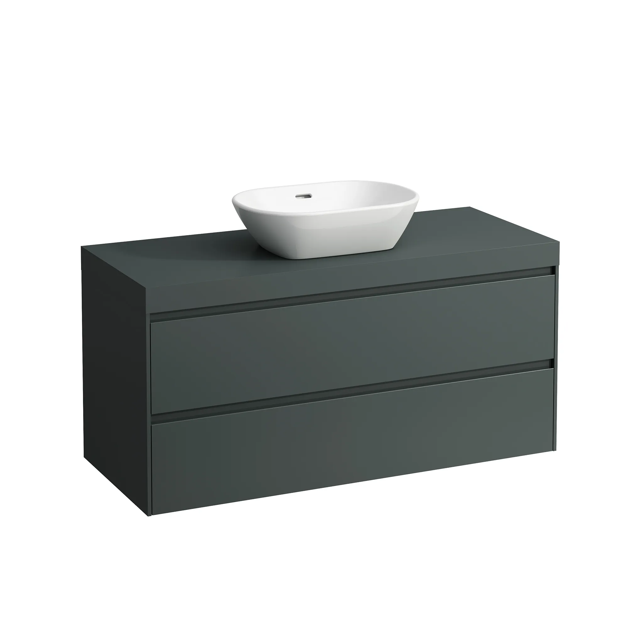 Waschtischunterbau+Waschtischplatte (MODULAR SYSTEM) LANI 495x1185x580 mit Ausschnitt mittig Abdeckplatte 65 mm (Farbe: .266 verkehrsgrau), mit 2 Schubladen integrierter Griffleiste Vollauszug und Soft-Close weiß matt Waschtischunterbau+Waschtischplatte (MODULAR SYSTEM) LANI 495x1185x580 mit Ausschnitt mittig Abdeckplatte 65 mm (Farbe: .266 verkehrsgrau), mit 2 Schubladen integrierter Griffleiste Vollauszug und Soft-Close weiß matt