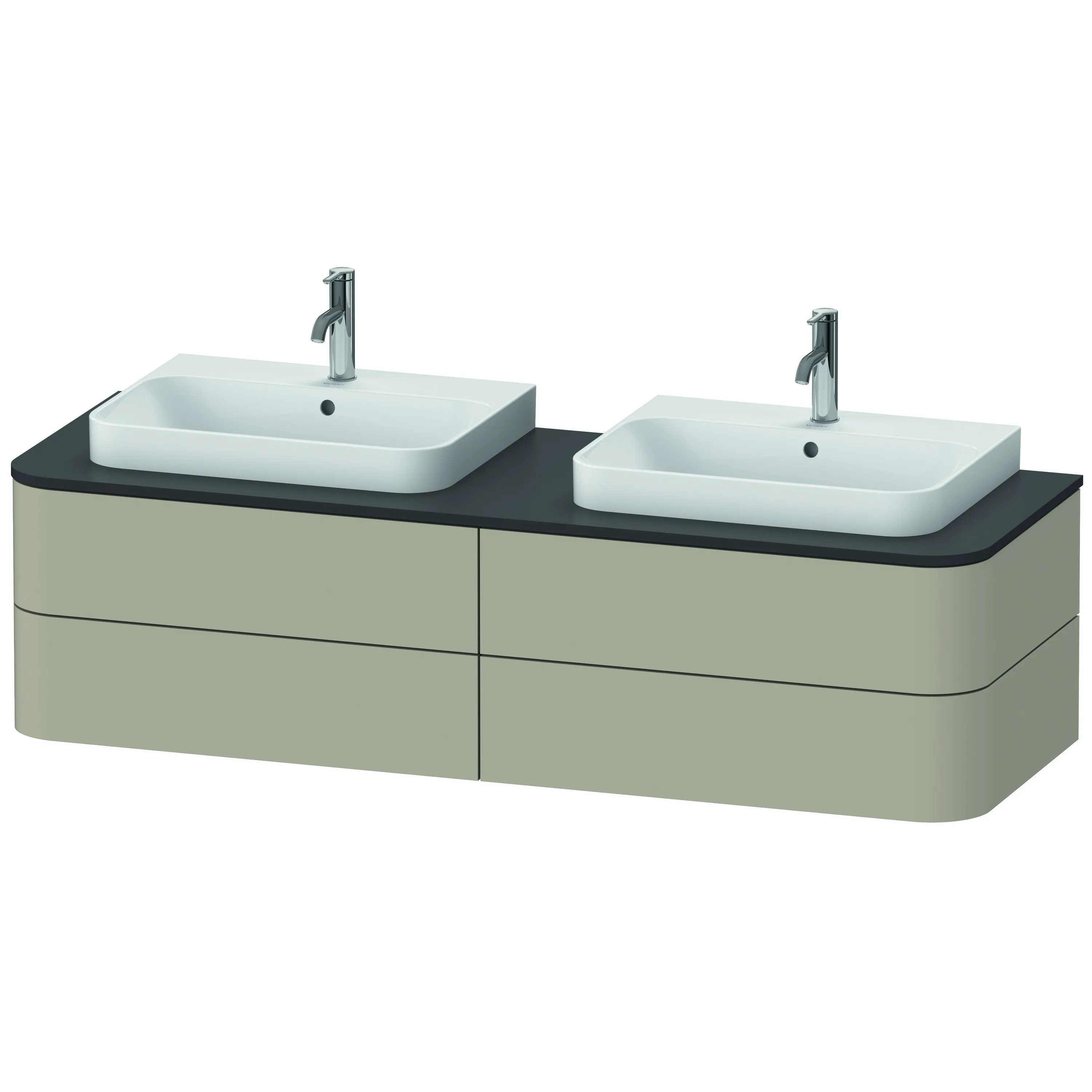 Duravit Waschtischunterschrank wandhängend „Happy D.2 Plus“ 160 × 40,8 × 55 cm Taupe Seidenmatt