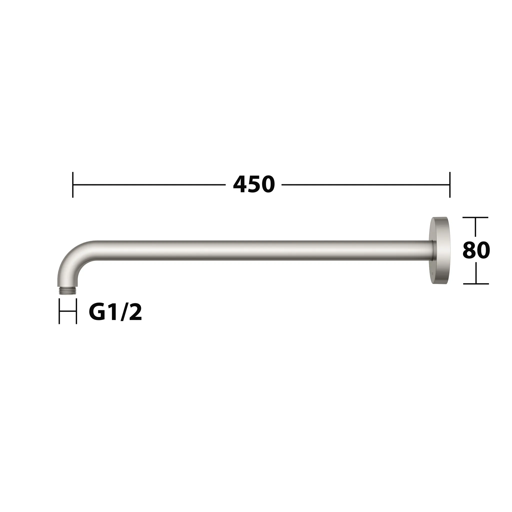Elegance 51688050400 Brausearm Wandanschluß rund 450 mm Nickel gebürstet