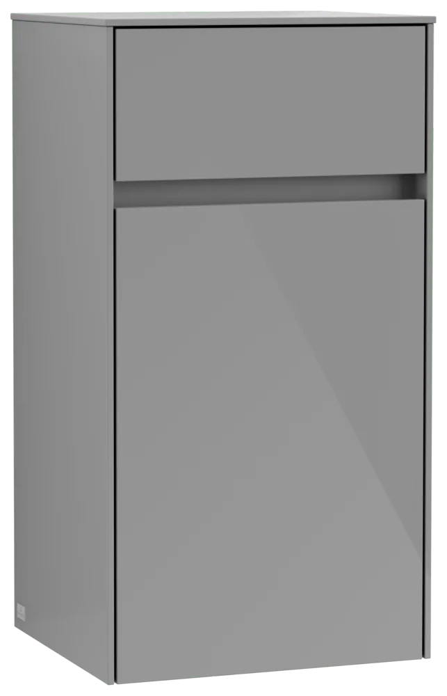 Villeroy & Boch Seitenschrank Collaro C03200, Glossy Grey, 404x748x349 mm, 1 Tür, 1 Schublade mit SoftClosing, Wandmontage
