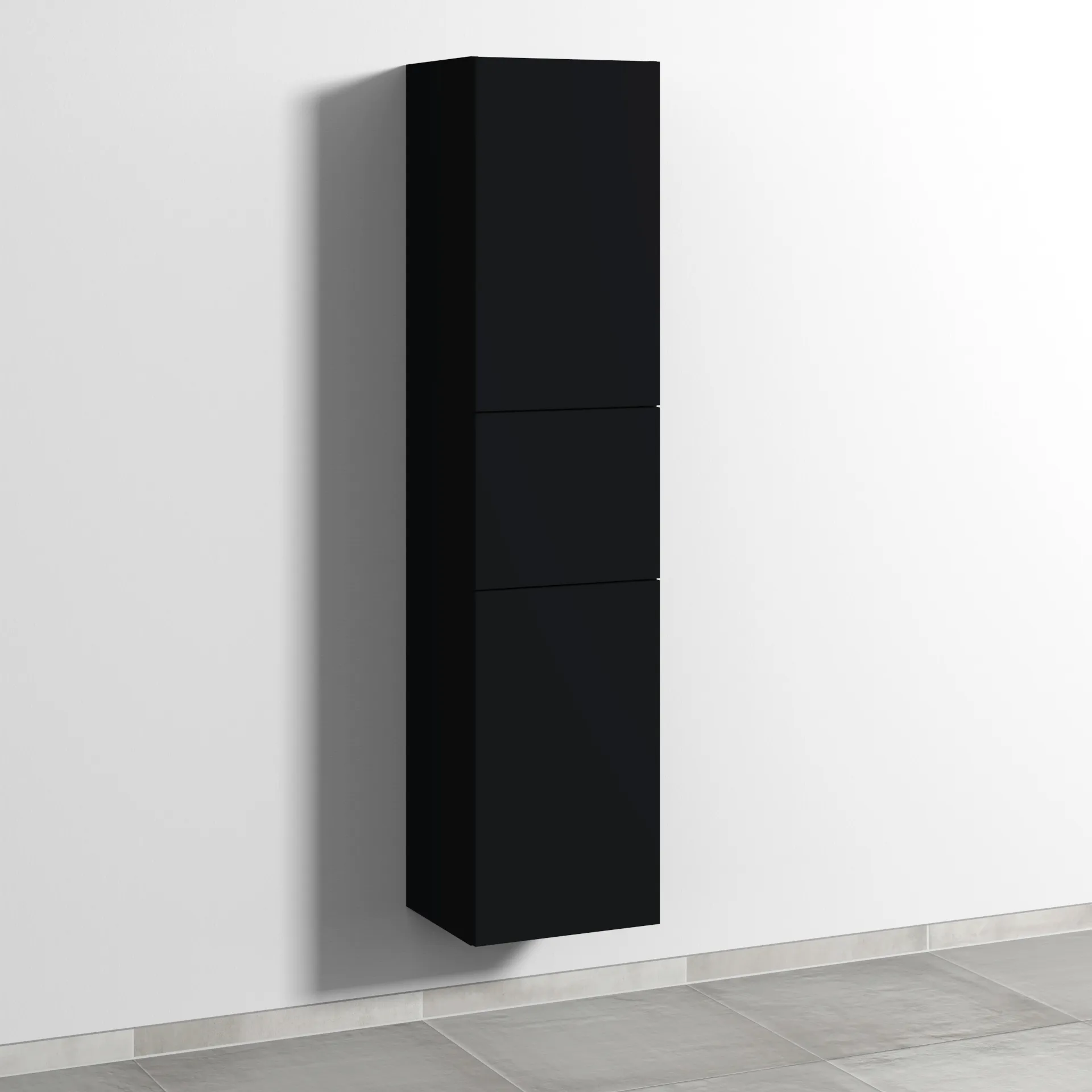 Sanipa Hochschrank „3way“ 400 × 1700 × 345 mm Anschlag rechts, in Schwarz (matt), Anschlag rechts