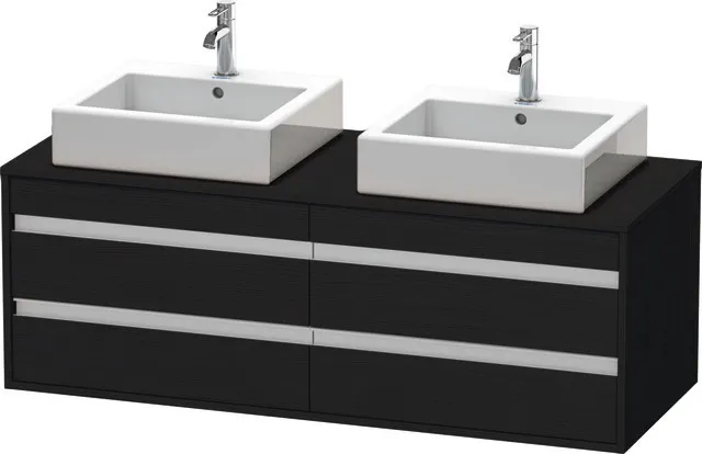 Duravit Waschtischunterschrank wandhängend „Ketho“ 140 × 49,6 × 55 cm in Eiche Schwarz Duravit Waschtischunterschrank wandhängend „Ketho“ 140 × 49,6 × 55 cm in Eiche Schwarz