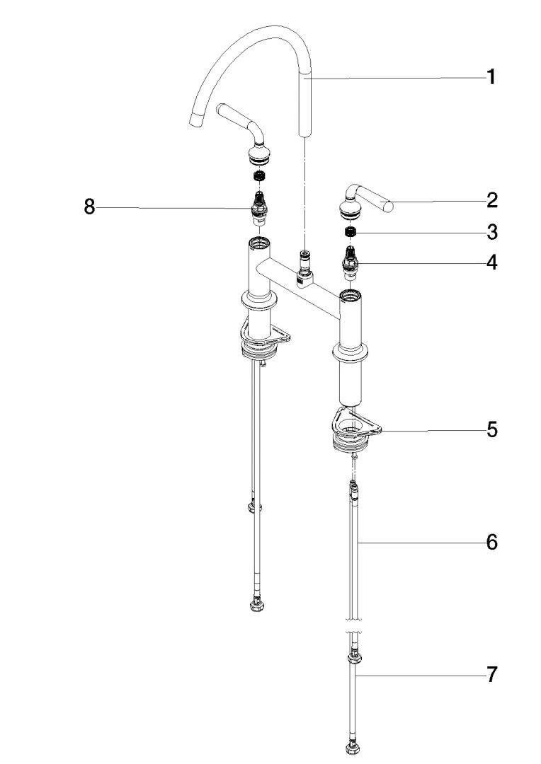 Dornbracht VAIA Zweiloch-Brückenbatterie für Spül-/ Profibrause - Chrom, Ausladung 241 mm Dornbracht VAIA Zweiloch-Brückenbatterie für Spül-/ Profibrause - Chrom, Ausladung 241 mm