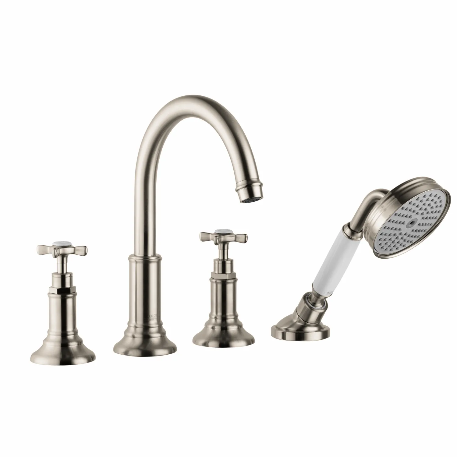 Hansgrohe AXOR Montreux Mischer, 4-Loch Fliesenrandarmatur, Brushed Nickel Farbe: Brushed Nickel Hansgrohe AXOR Montreux Mischer, 4-Loch Fliesenrandarmatur, Brushed Nickel Farbe: Brushed Nickel