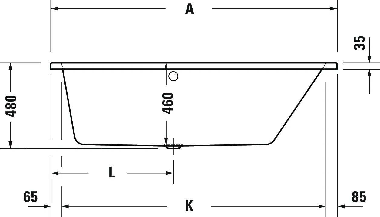 Duravit Badewanne „No.1“ trapez 1600 × 850 mm, rechts in Weiß Duravit Badewanne „No.1“ trapez 1600 × 850 mm, rechts in Weiß