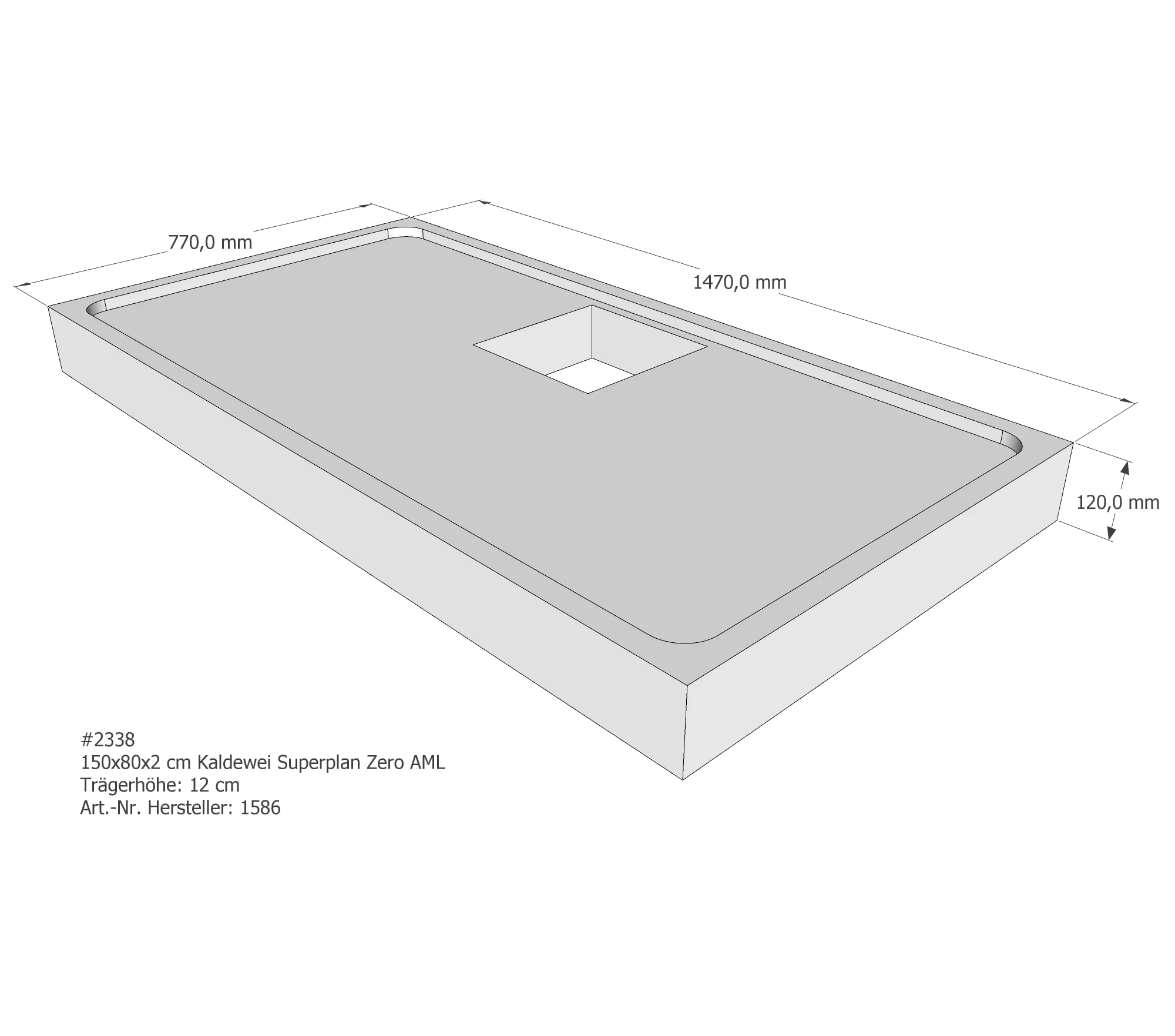 Duschwannenträger für Kaldewei Superplan Zero 150 × 80 × 2 cm Breite: 80 cm / Länge: 150 cm