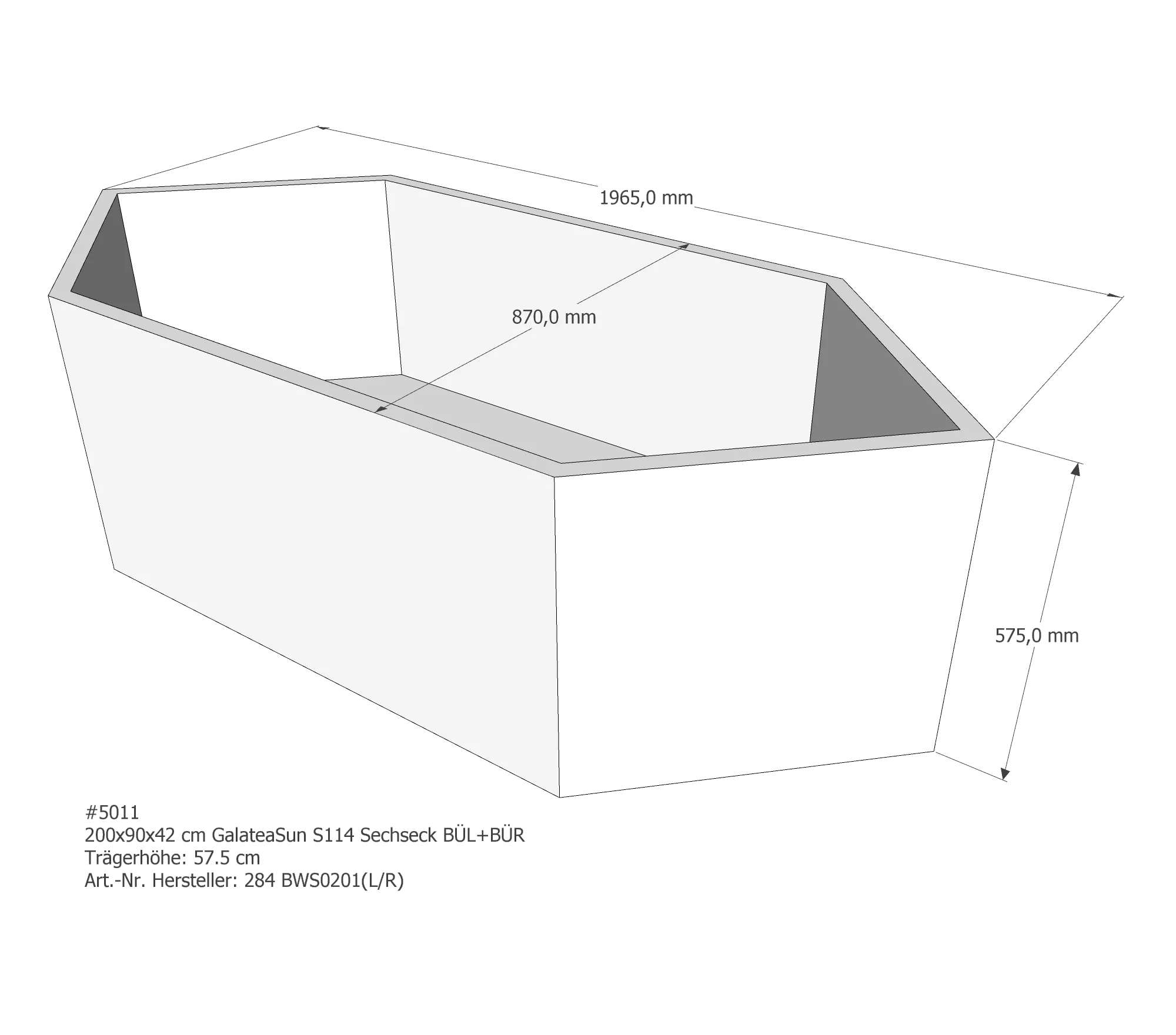 Badewannenträger passend für Galatea S 114 200 × 90 × 42 cm Badewannenträger passend für Galatea S 114 200 × 90 × 42 cm