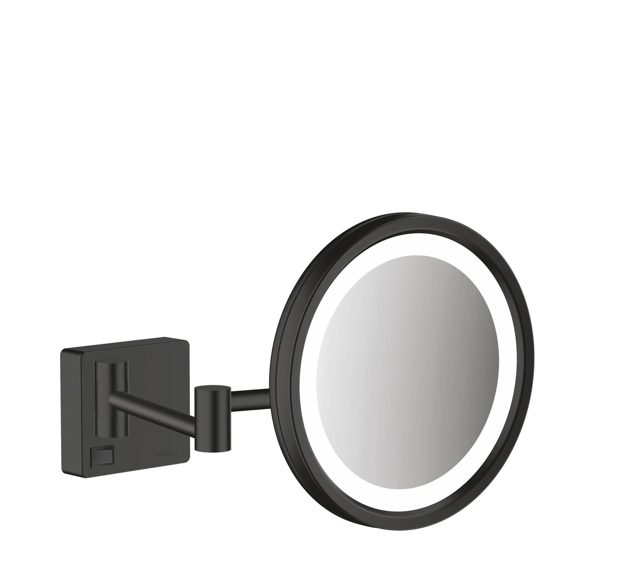 Hansgrohe AddStoris Rasierspiegel mattschwarz mit LED-Licht, 3-fach Vergrößerung, schwenkbar und neigbar Hansgrohe AddStoris Rasierspiegel mattschwarz mit LED-Licht, 3-fach Vergrößerung, schwenkbar und neigbar