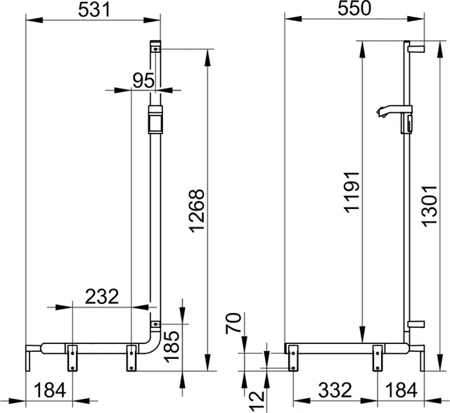 KEUCO Duschhandlauf mit Brausestange „Axess“ 600 × 600 × 1300 mm Ausführung links, in Verchromt KEUCO Duschhandlauf mit Brausestange „Axess“ 600 × 600 × 1300 mm Ausführung links, in Verchromt