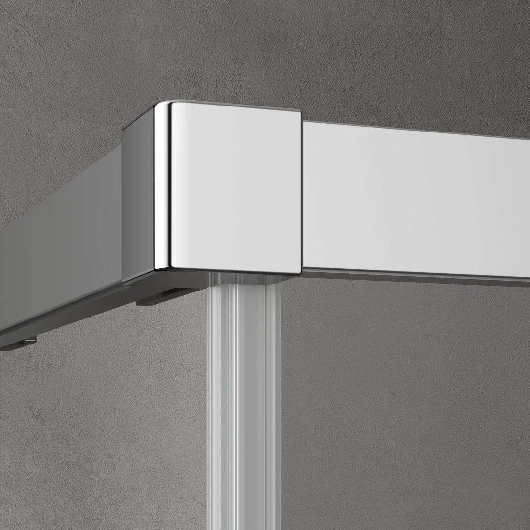 Kermi Duschtür Eckeinstieg 2-teilig (Gleittüren bodenfrei) Halbteil links „NICA“ Glas Klar, Profile Schwarz Soft (RAL 9005), BV: 795 - 820 mm GAK: 790 - 815 mm WE: 805 - 830 mm H: 2000 mm