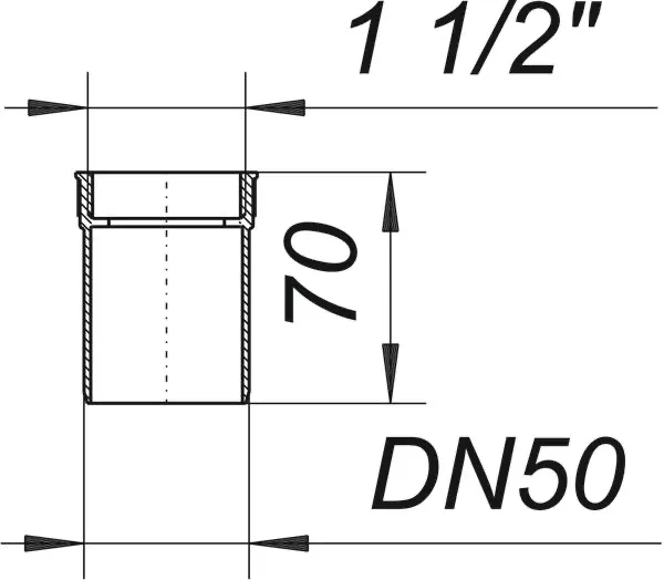 Schraubadapter mit Flachdichtung, DN 50 x 1 1/2″