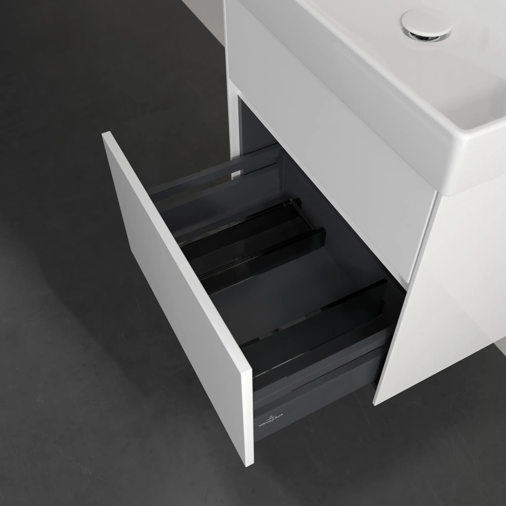 Villeroy & Boch Waschtischunterschrank „Collaro“ 554 × 546 × 444 mm Glossy White, für Becken mittig, ohne Beleuchtung Villeroy & Boch Waschtischunterschrank „Collaro“ 554 × 546 × 444 mm Glossy White, für Becken mittig, ohne Beleuchtung