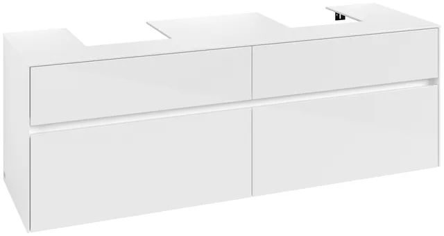 Villeroy & Boch Waschtischunterschrank „Collaro“ 1600 × 548 × 500 mm Glossy White, ohne Beleuchtung, für links und rechts
