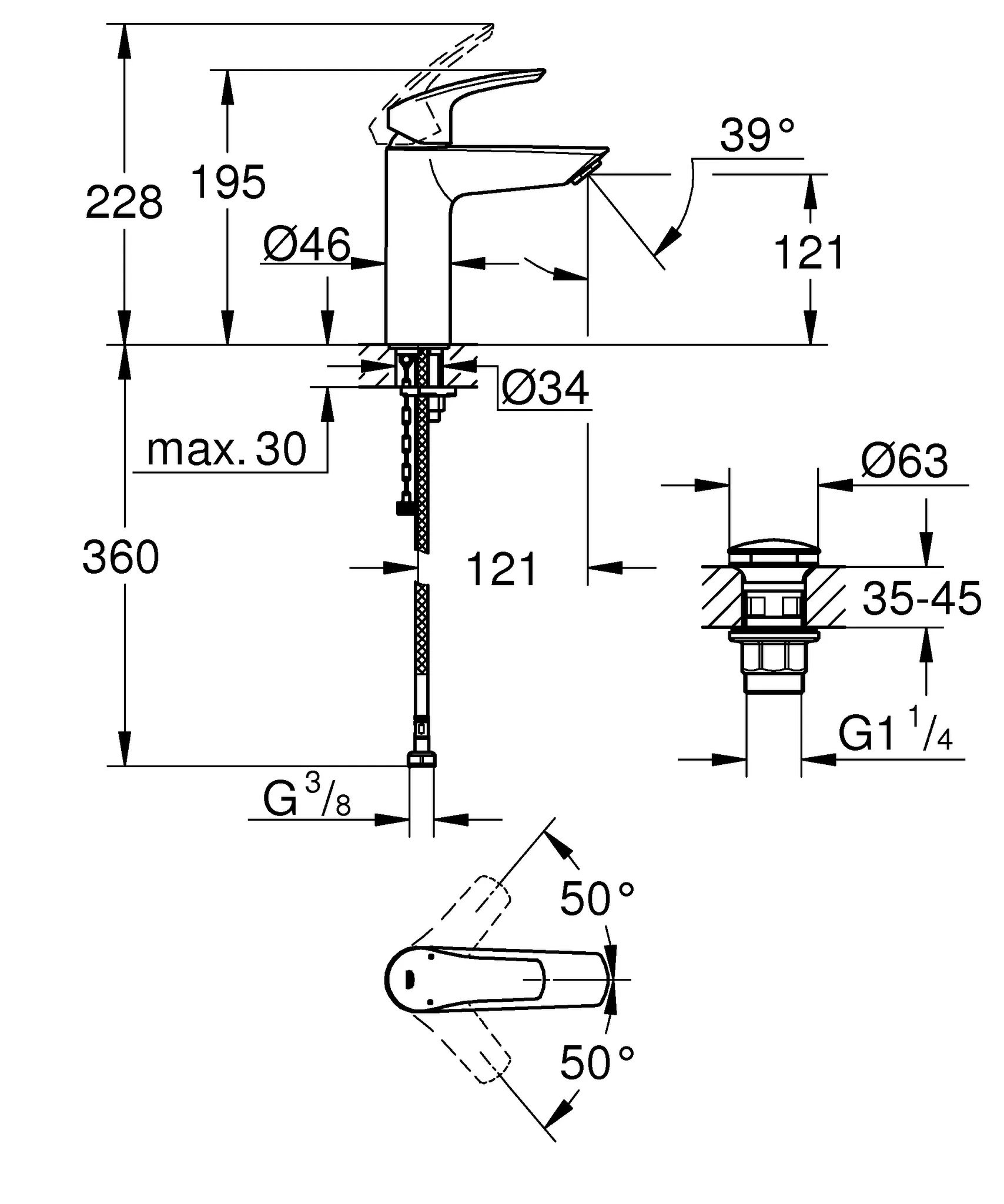 Einhand-Waschtischbatterie Eurosmart 23989_3, M-Size, mit thermischem Verbrühschutz, thermische Desinfektion nicht möglich, Einlochmontage, Temperaturbegrenzer, glatter Körper mit Push-open Ablaufgarnitur, chrom Einhand-Waschtischbatterie Eurosmart 23989_3, M-Size, mit thermischem Verbrühschutz, thermische Desinfektion nicht möglich, Einlochmontage, Temperaturbegrenzer, glatter Körper mit Push-open Ablaufgarnitur, chrom