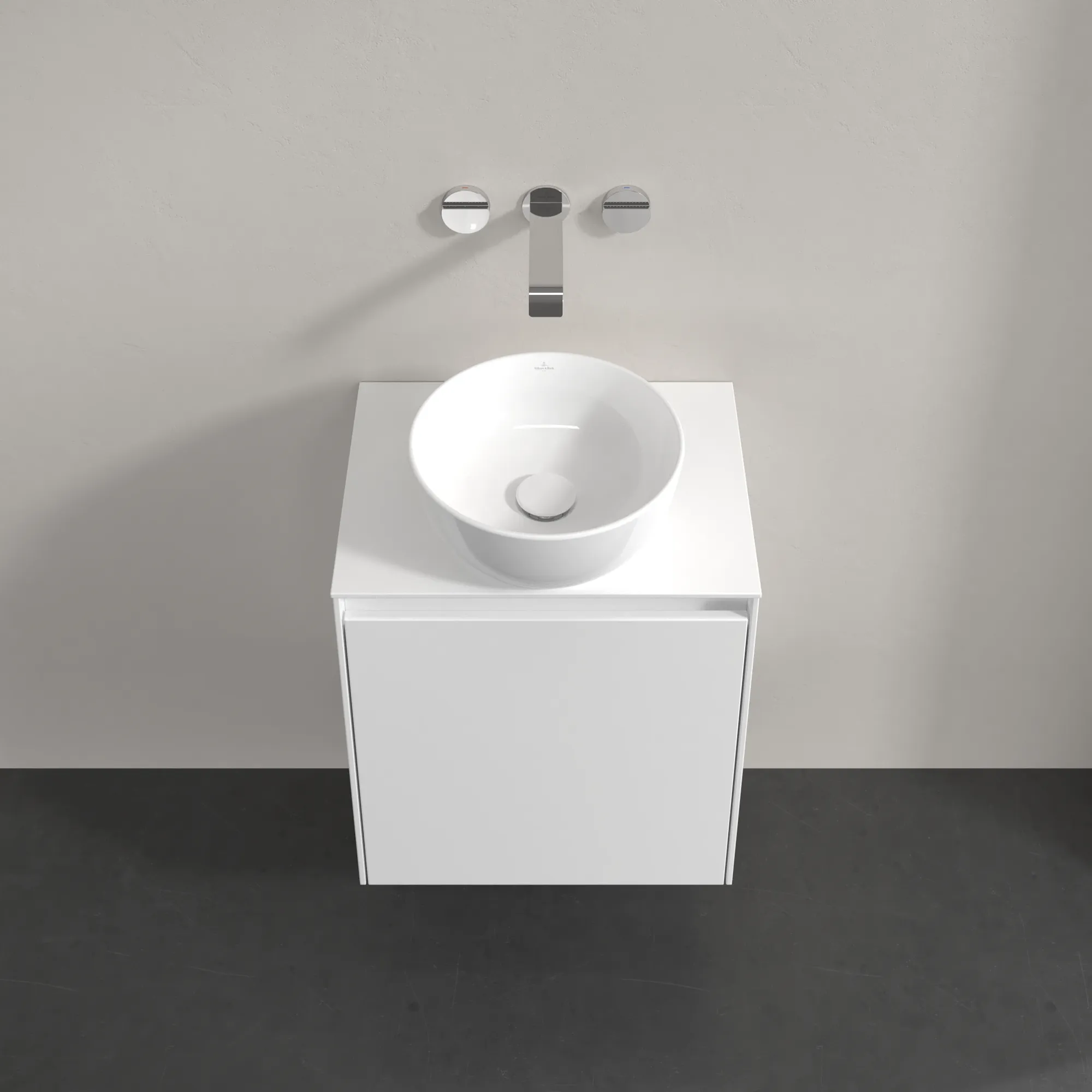 Villeroy & Boch Waschtischunterschrank „Collaro“ 500 × 548 × 380 mm Weiß Matt, für Becken mittig, Anschlag rechts, ohne Beleuchtung Villeroy & Boch Waschtischunterschrank „Collaro“ 500 × 548 × 380 mm Weiß Matt, für Becken mittig, Anschlag rechts, ohne Beleuchtung