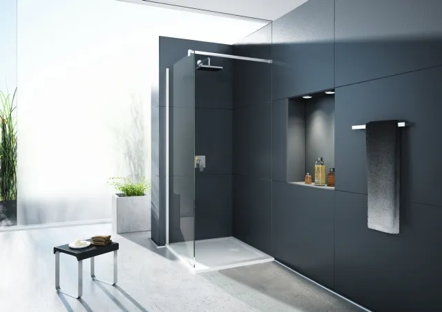 Hoesch One&One Duschkabine, Echtglas-Duschabtrennung, 2100 mm, Eloxal Silber Hoesch One&One Duschkabine, Echtglas-Duschabtrennung, 2100 mm, Eloxal Silber