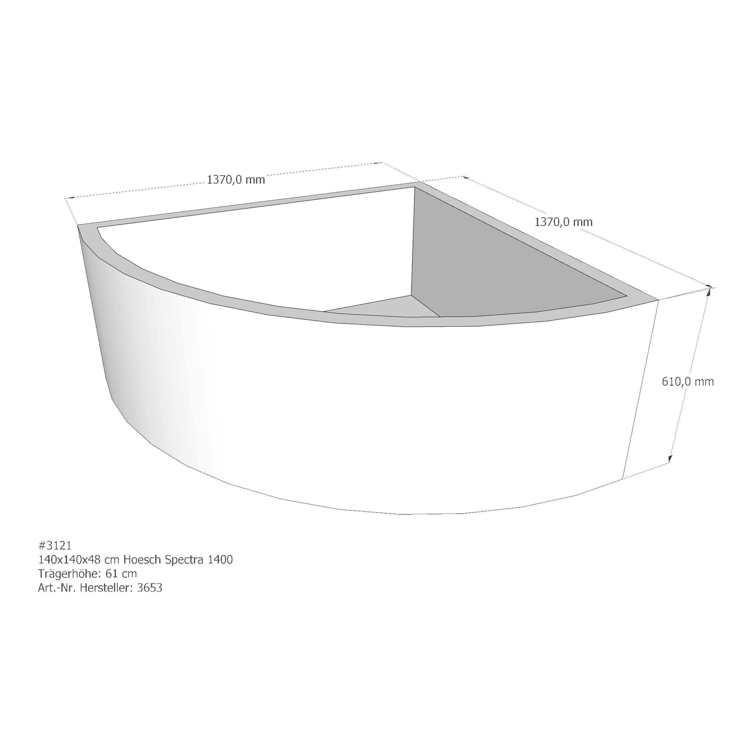 Badewannenträger für Hoesch Spectra 1400 140 × 140 × 48 cm