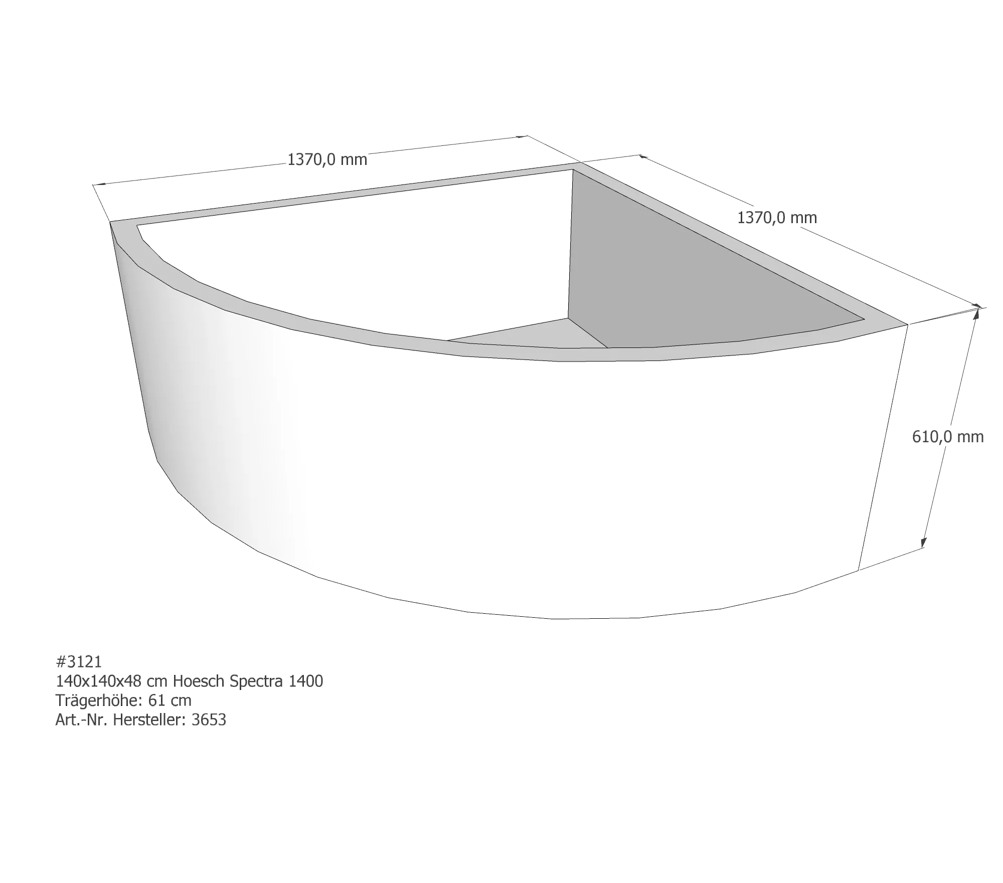 Badewannenträger für Hoesch Spectra 1400 140 × 140 × 48 cm Badewannenträger für Hoesch Spectra 1400 140 × 140 × 48 cm