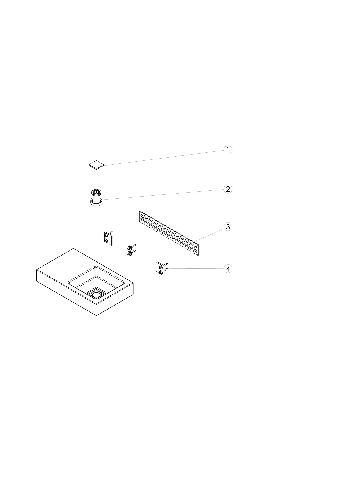 Waschbecken „Q-Serie“ 525 × 90 mm, ohne Hahnlochbohrung, rechts mit ProShield