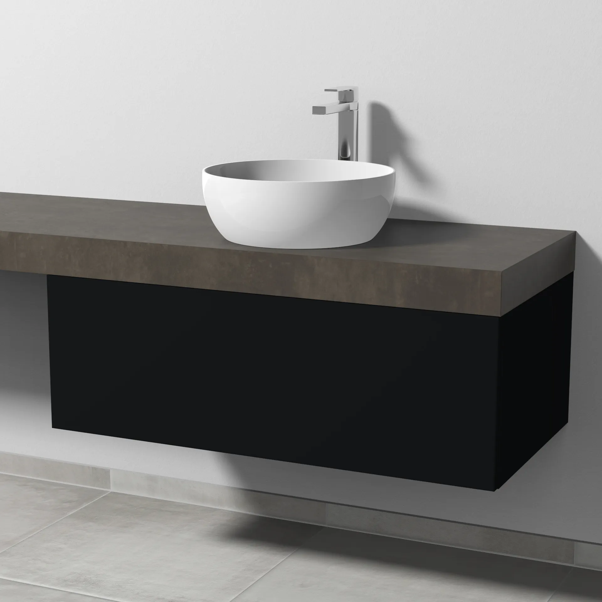 Sanipa Waschtischunterschrank „2morrow“ 1000 × 340 × 520 mm in Schwarz (matt)