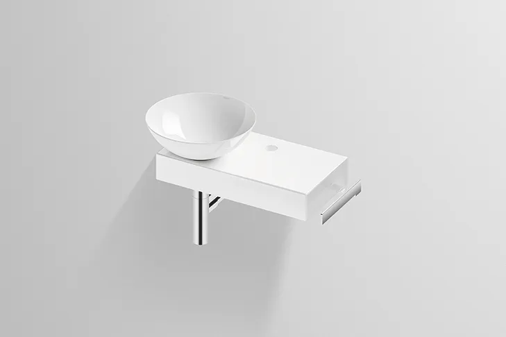 Alape Waschplatz „PN-Serie“ 320 × 400 mm in Alpinweiß, links Alape Waschplatz „PN-Serie“ 320 × 400 mm in Alpinweiß, links