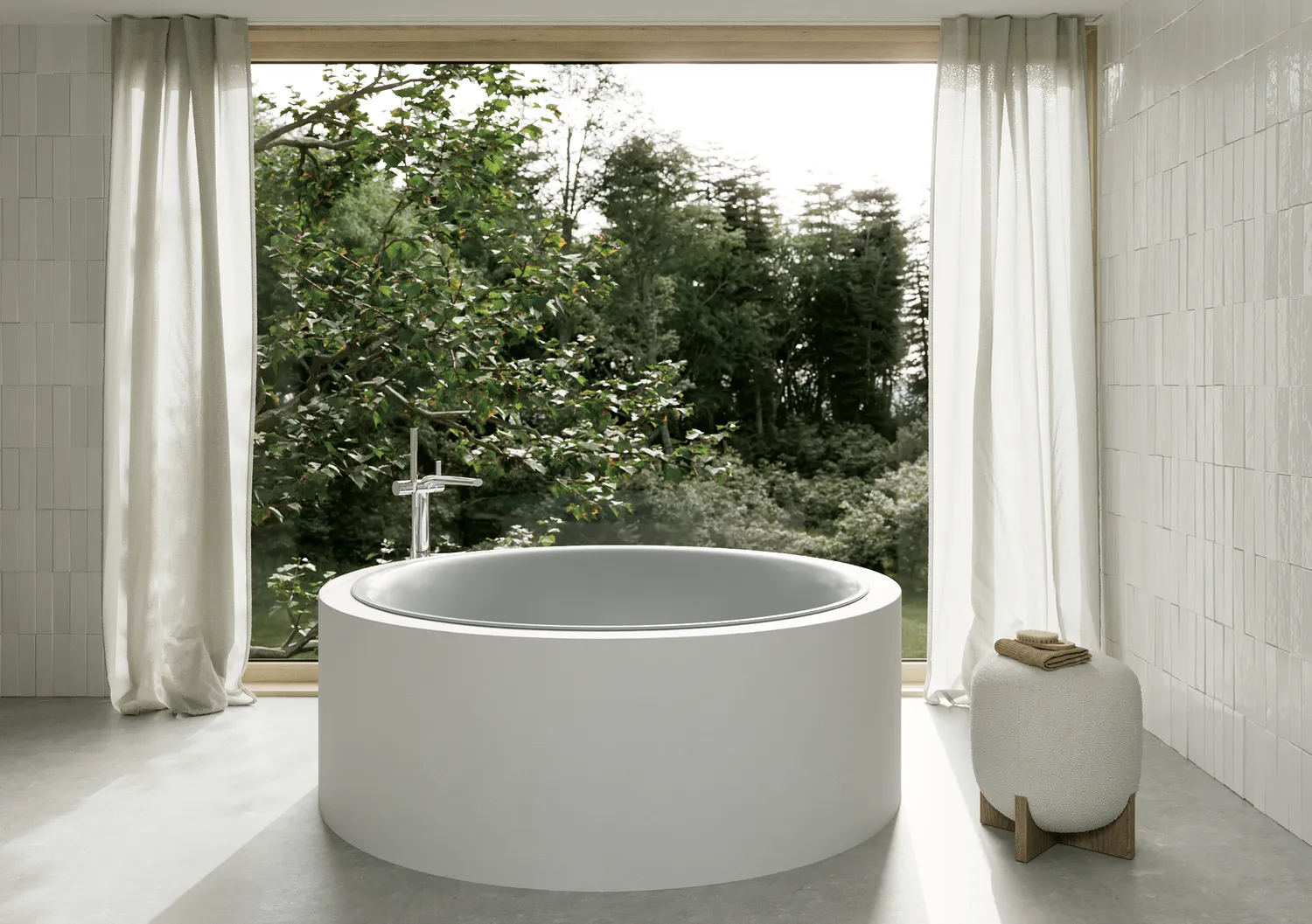 BettePond Badewanne Oval Blue Satin, 1500x1500x450 mm, glasierter Titan-Stahl, Einbau, 8 mm Randhöhe