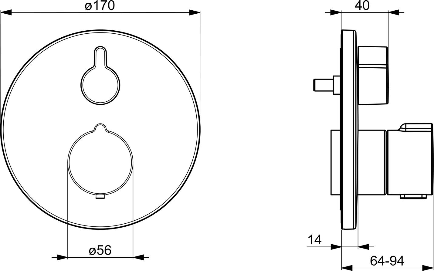 HA Fertigmontageset für Brausebatterie HANSAHOME 8861 Rosette rund Chrom