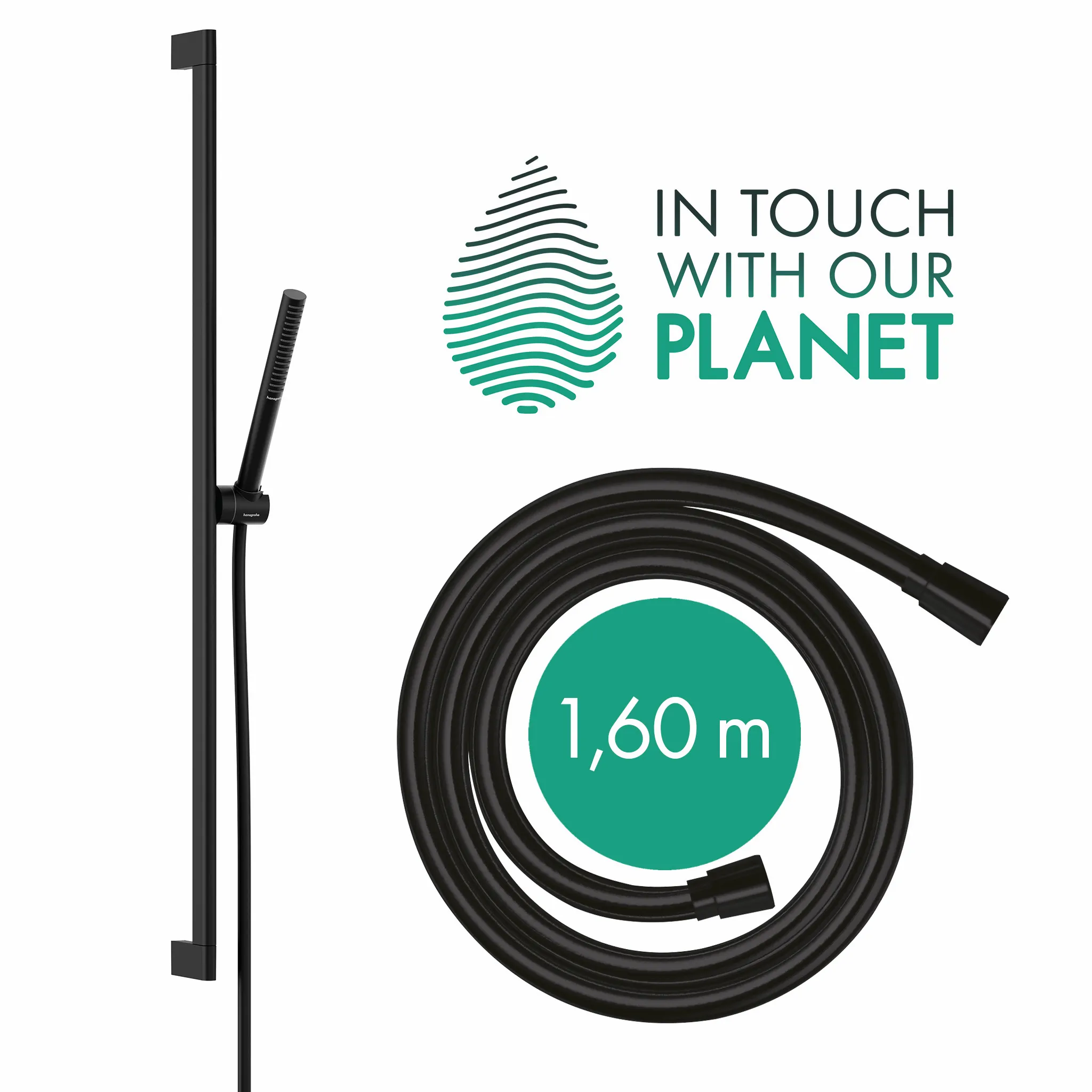 Hansgrohe Pulsify S Brauseset 100 1jet EcoSmart+ mit schwenkbarer Brausestange (65 cm), Mattweiß