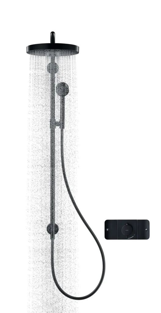 Hansgrohe AXOR One Showerpipe 280 1jet Unterputz, mattschwarz, 280 mm Brausekopfgröße, PowderRain und Rain Strahlarten, DN15 Anschluss