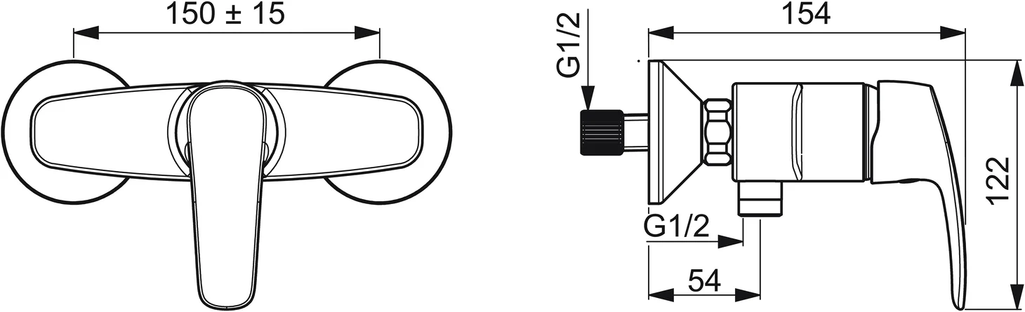 HansaPINTO Duscharmatur HansaPINTO 4512, Ausl. 54 mm DN15 Chrom
