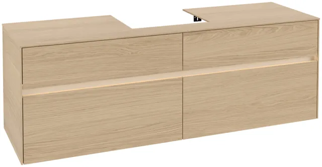 Villeroy & Boch Waschtischunterschrank „Collaro“ 1600 × 548 × 500 mm Nordic Oak, mit Beleuchtung, für Becken mittig