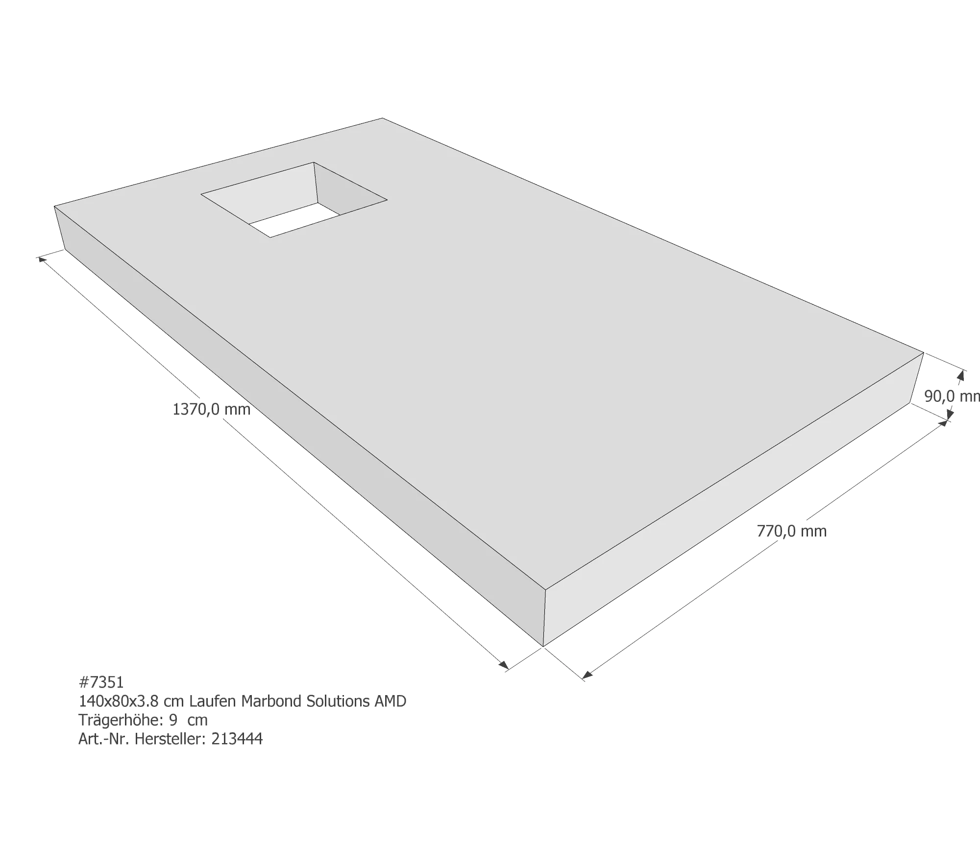 Duschwannenträger passend für Laufen Marbond_Solutions 140 × 80 × 3,8 cm