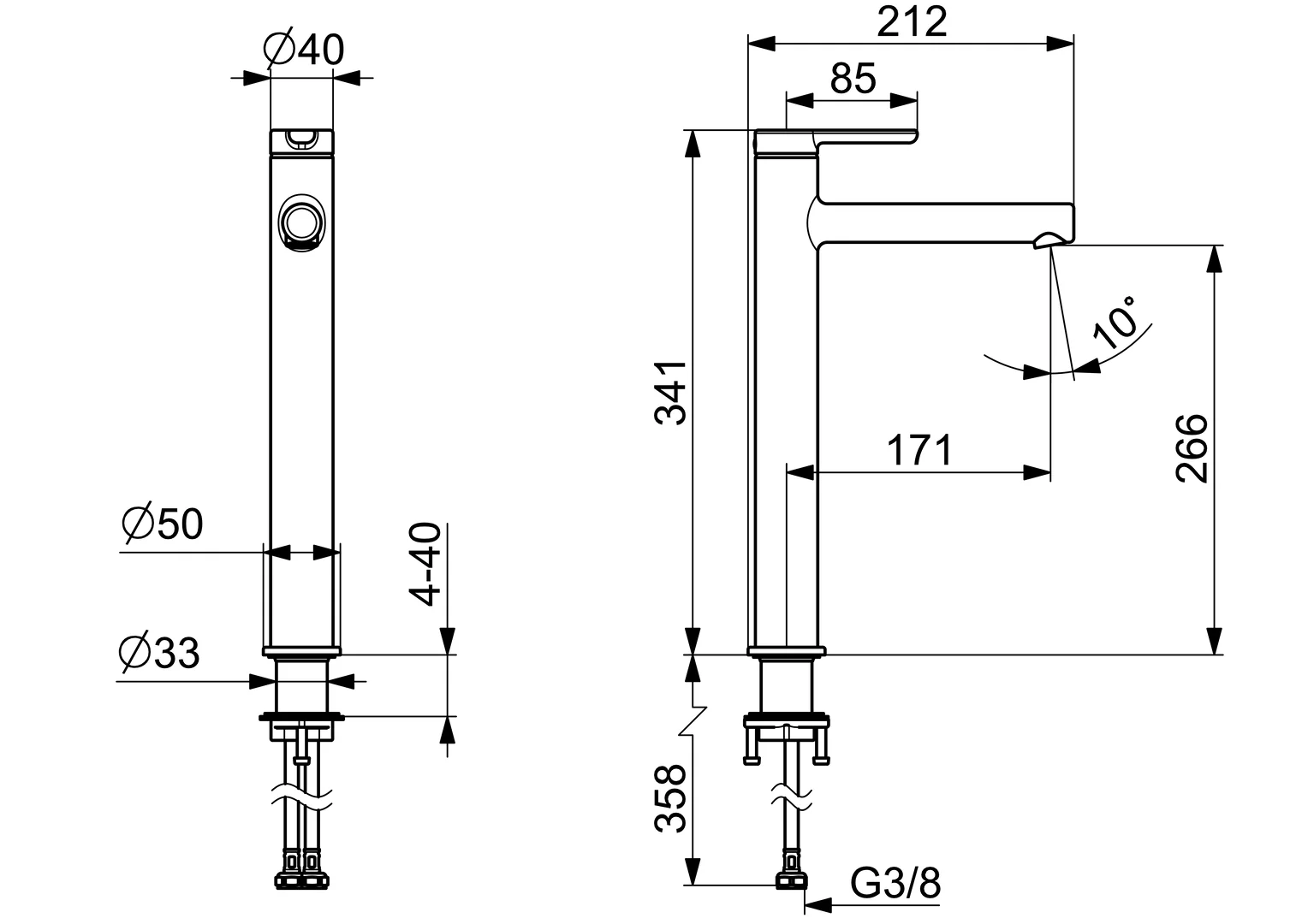 HansaDESIGNO Style Waschtischarmatur, Einhebelmischer, Ausladung 171 mm DN15 Chrom