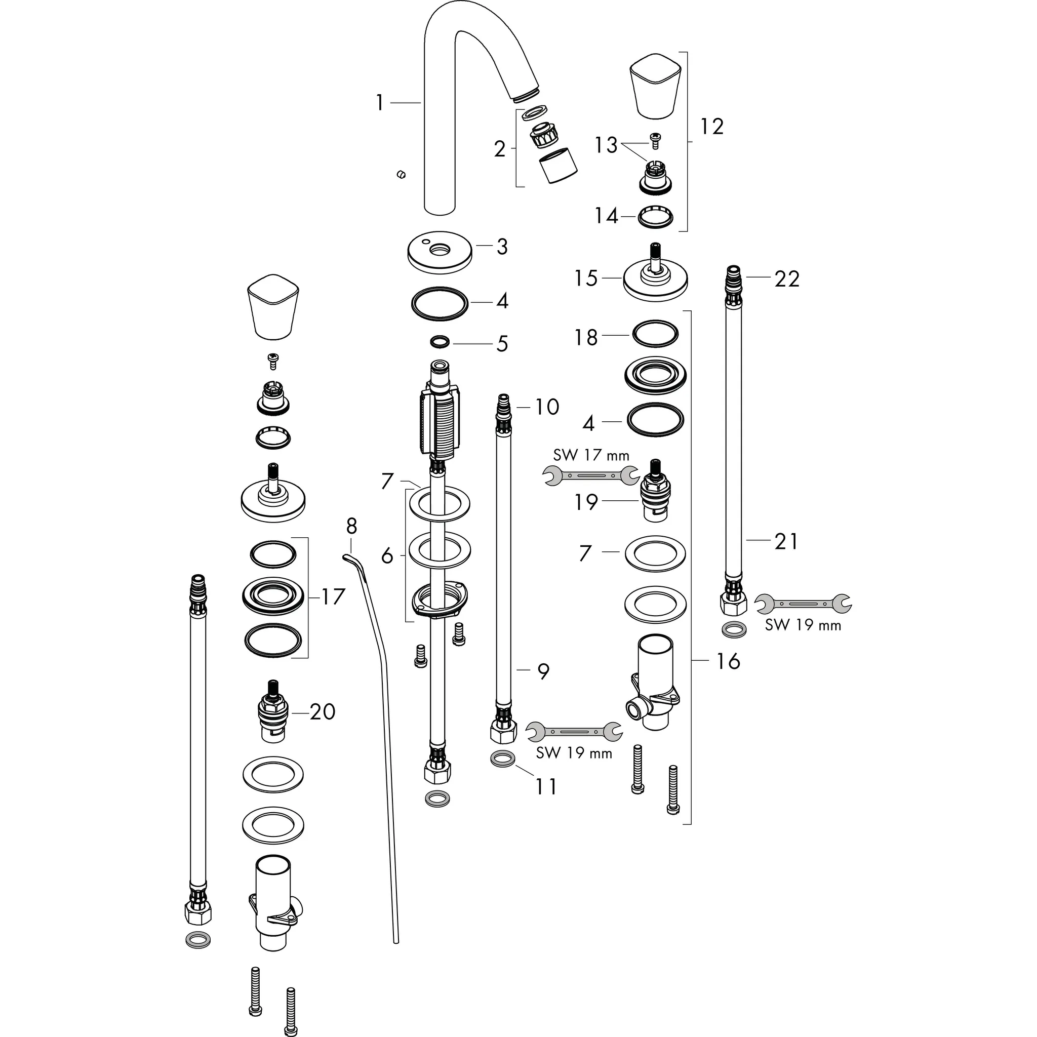 3-Loch Waschtischarmatur Logis chrom 3-Loch Waschtischarmatur Logis chrom