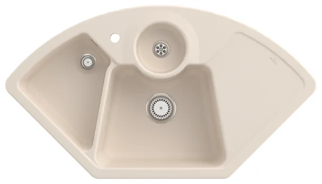 Villeroy & Boch Einbau-Küchenspülbecken „Solo Eck“ 1075 × 600 × 205 mm, Hahnlochposition links in Ivory