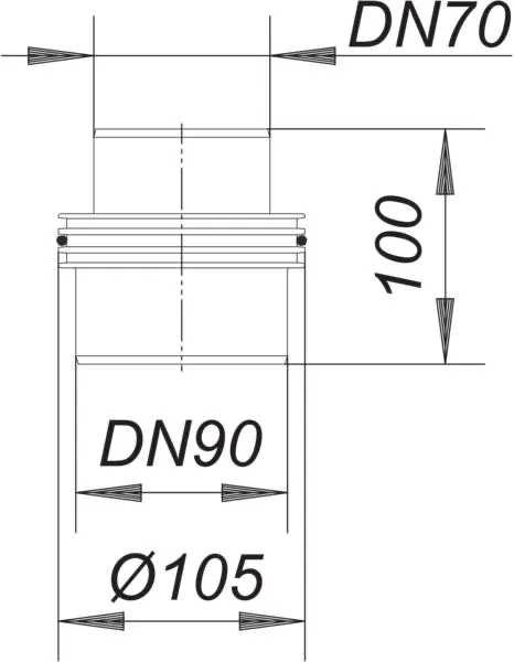Einschubstutzen zu Rohrbelüfter 900, DN 70/DN 90 Einschubstutzen zu Rohrbelüfter 900, DN 70/DN 90