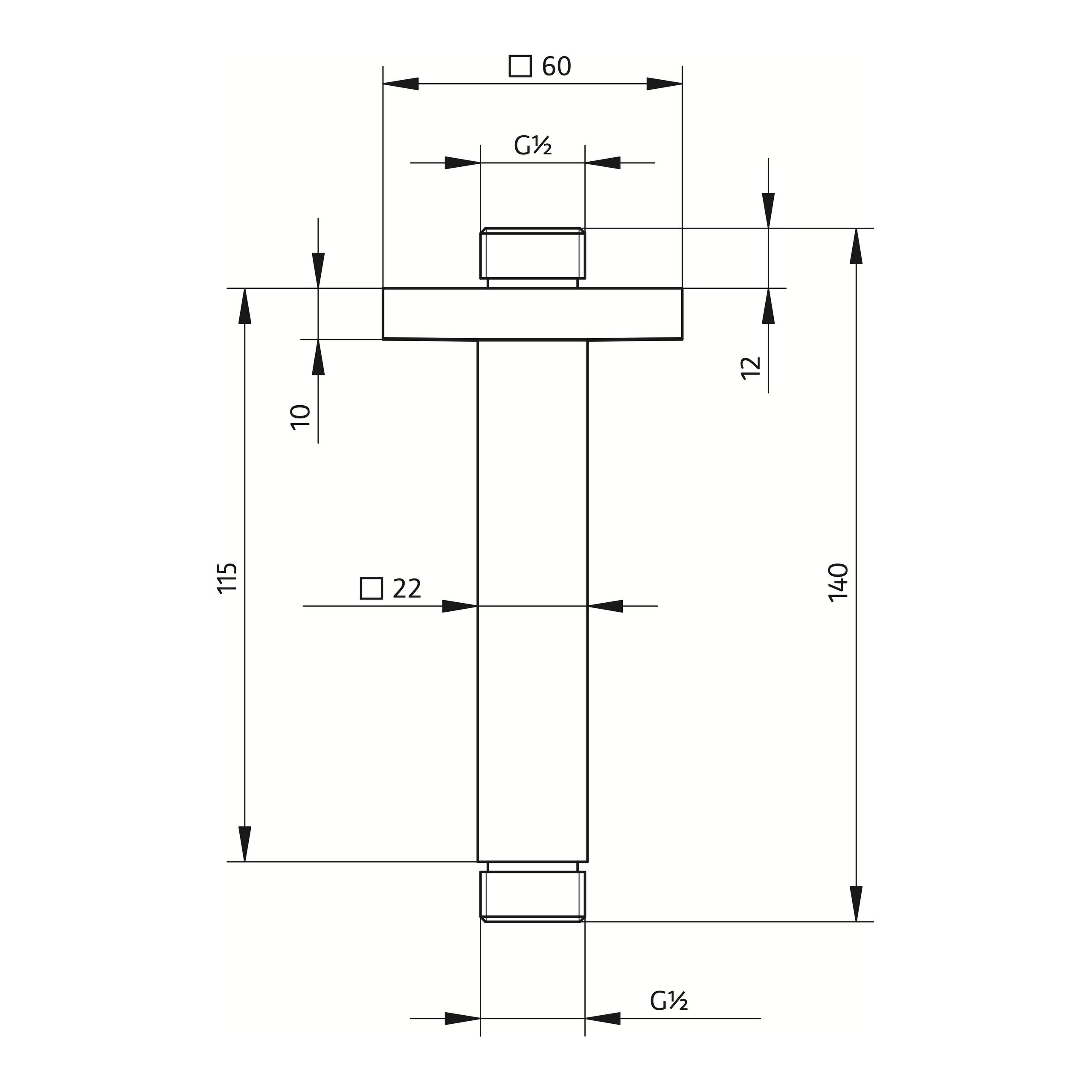 HSK Deckenarm mit Rosette Eckig in chrom HSK Deckenarm mit Rosette Eckig in chrom