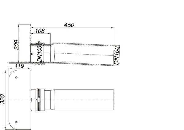 Attikaablauf PVC, DN 100