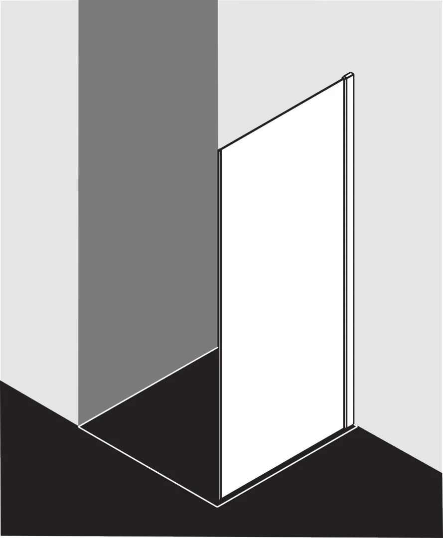 Kermi Seitenwand Seitenwand mit Wandprofil für Ecke „LIGA“ 200 cm Glas Klar, Profile Schwarz Soft (RAL 9005)