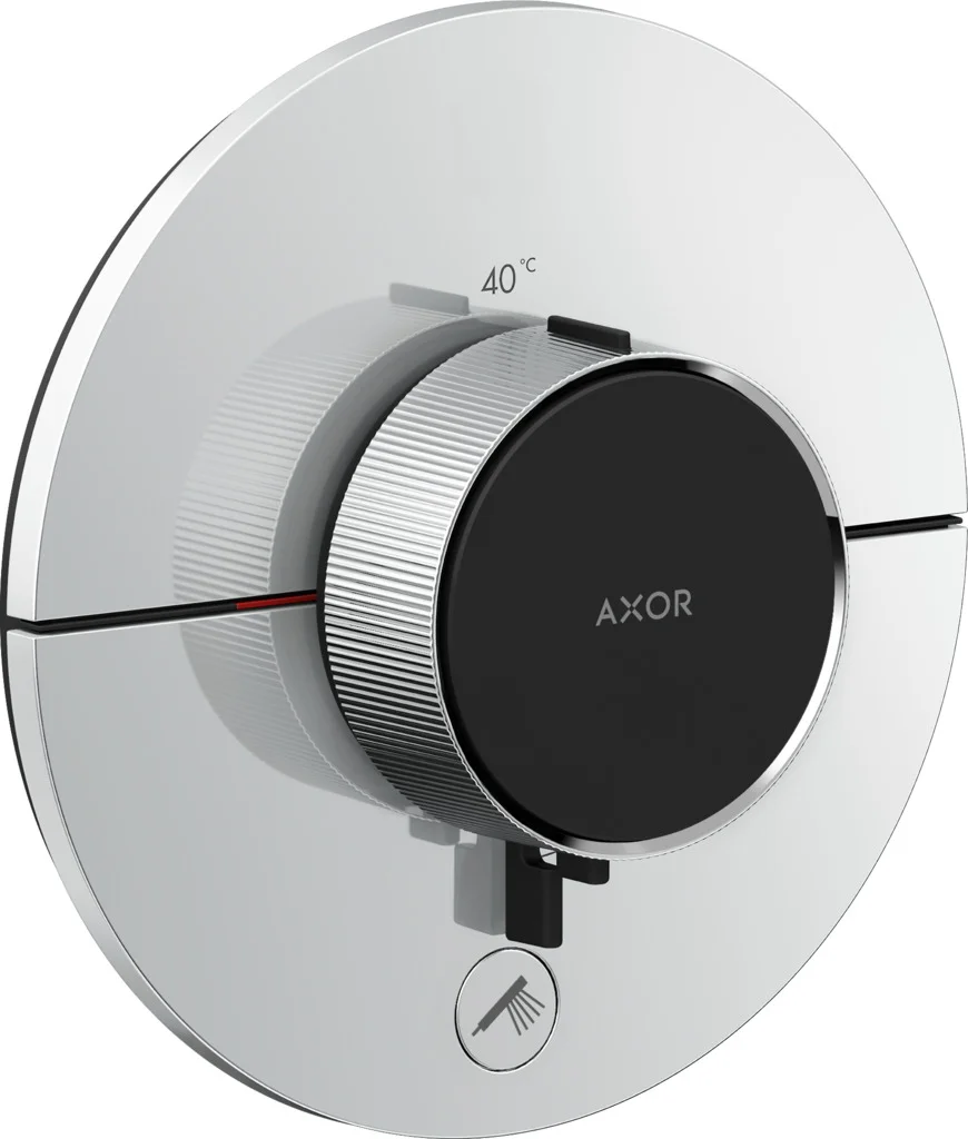 Hansgrohe AXOR ShowerSelect ID Thermostat HighFlow rund Chrom, 1 Verbraucher + zusätzlicher Abgang, flache Rosette, einfache Installation Hansgrohe AXOR ShowerSelect ID Thermostat HighFlow rund Chrom, 1 Verbraucher + zusätzlicher Abgang, flache Rosette, einfache Installation