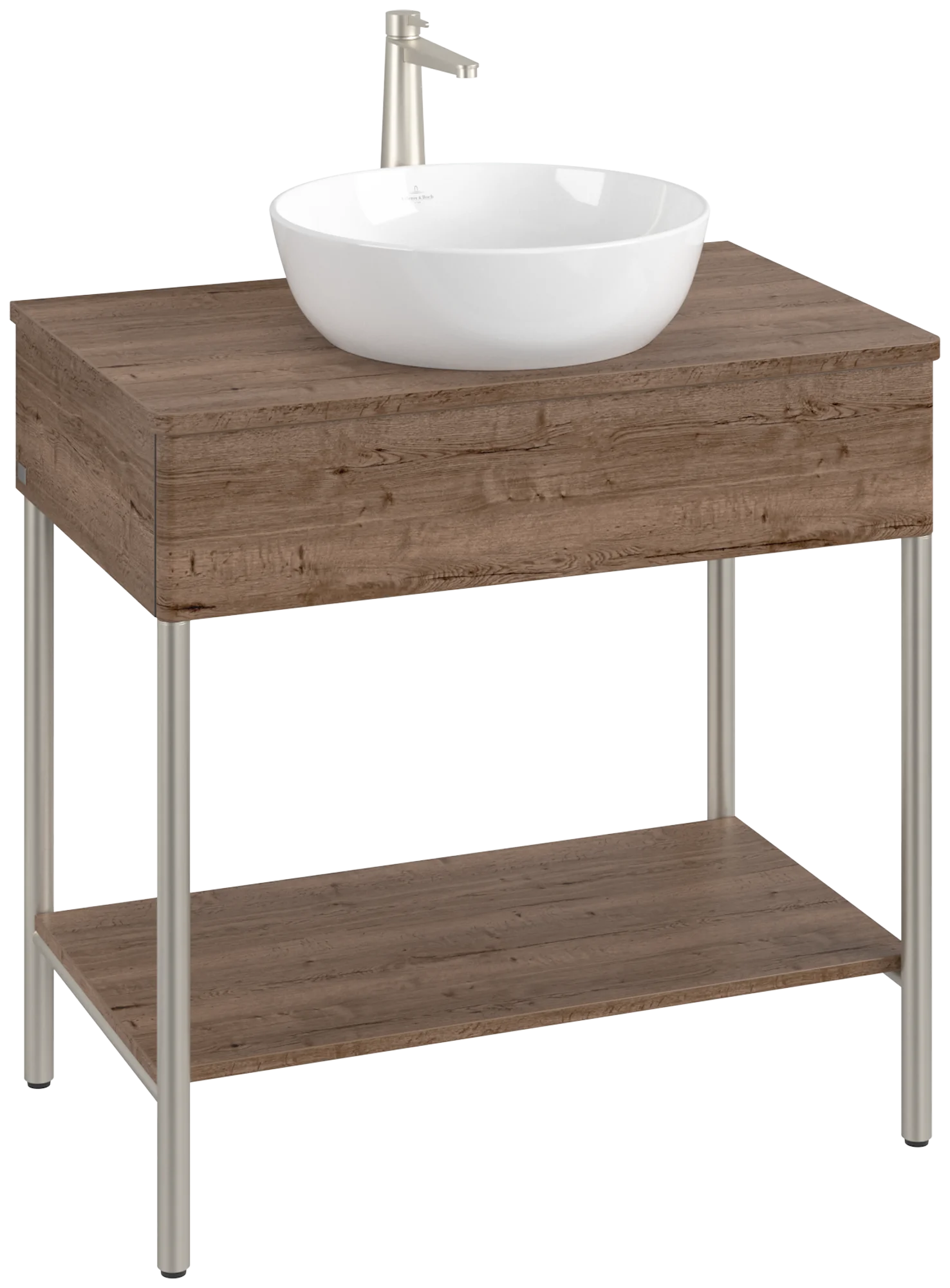 Villeroy & Boch Waschbeckenunterschrank Artis L63050, Eckig Tobacco Oak, 800x782x500mm, mit Beleuchtung und Push-to-open Funktion